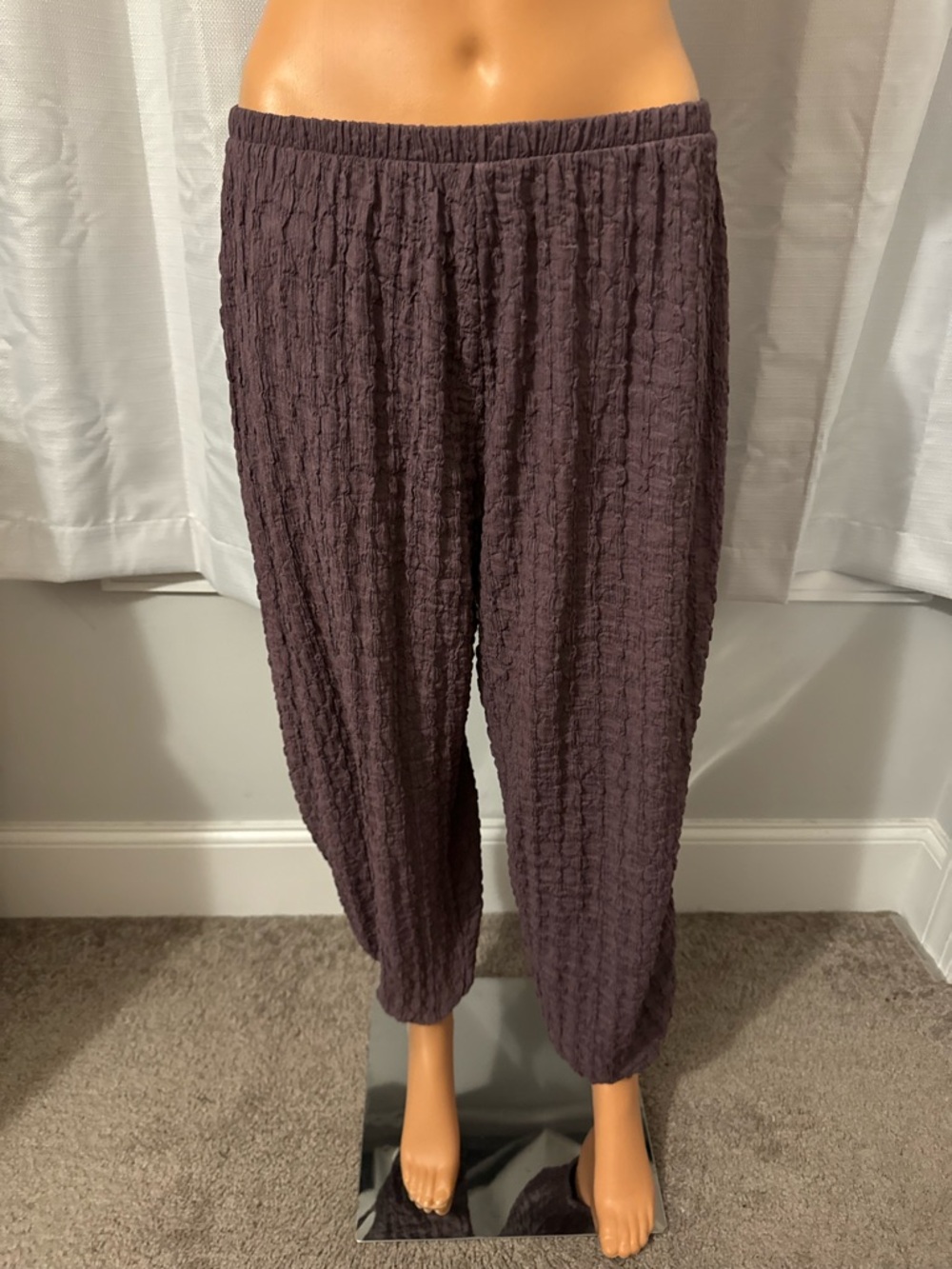 Cool Zara size M eggplant purple pull on textured joggers pants new